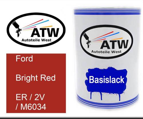 Ford, Bright Red, ER / 2V / M6034: 500ml Lackdose, von ATW Autoteile West.